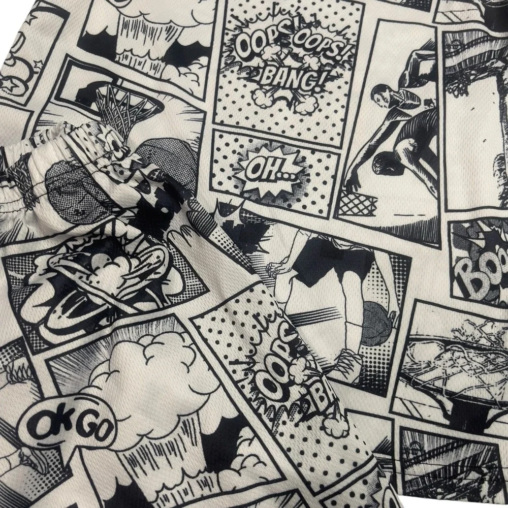 Basketball Comic Print Tank Top Shorts Set Boys Size 6Y Outfit Jersey